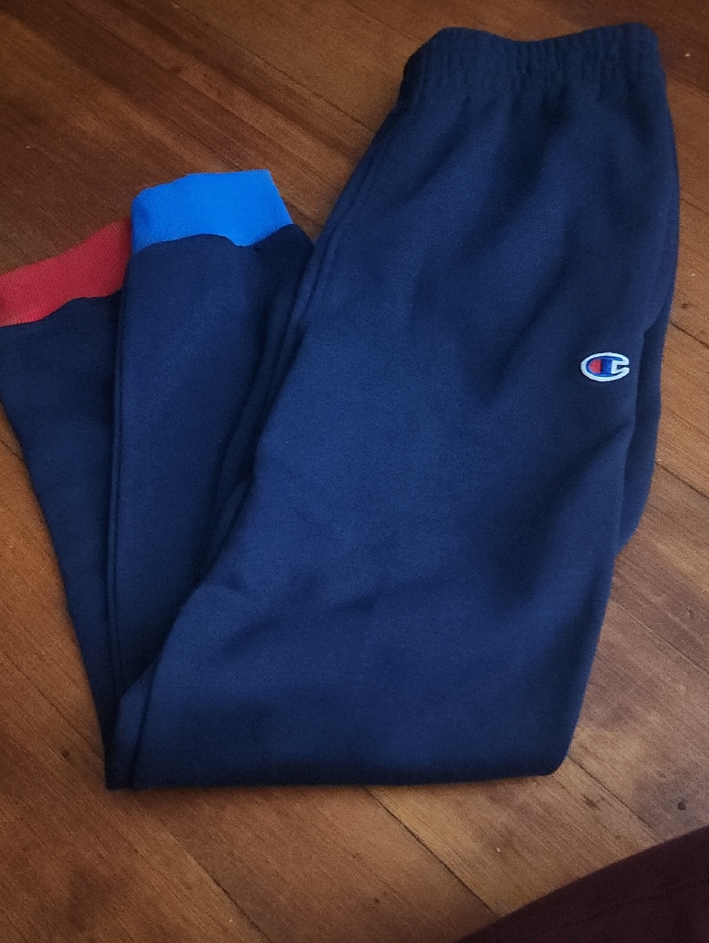Champion Kids Navy Sweatpants with Red and Blue Cuff Accents